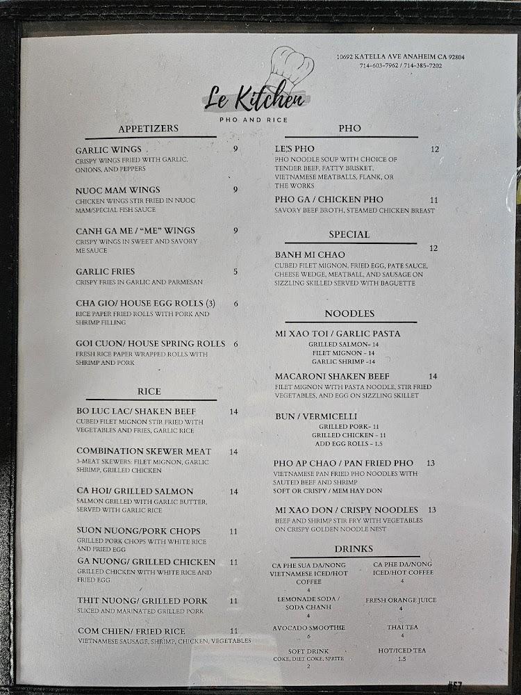 Le Kitchen Pho and Rice Menu image 2