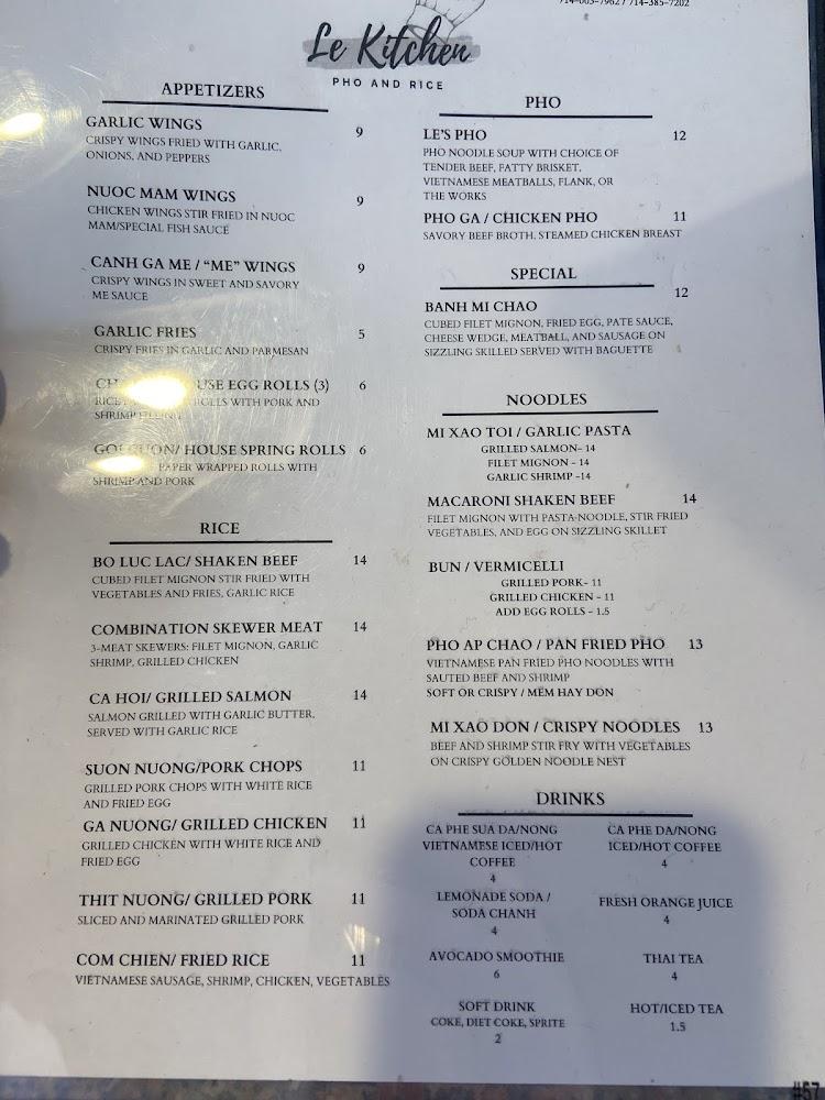 Le Kitchen Pho and Rice Menu image 3