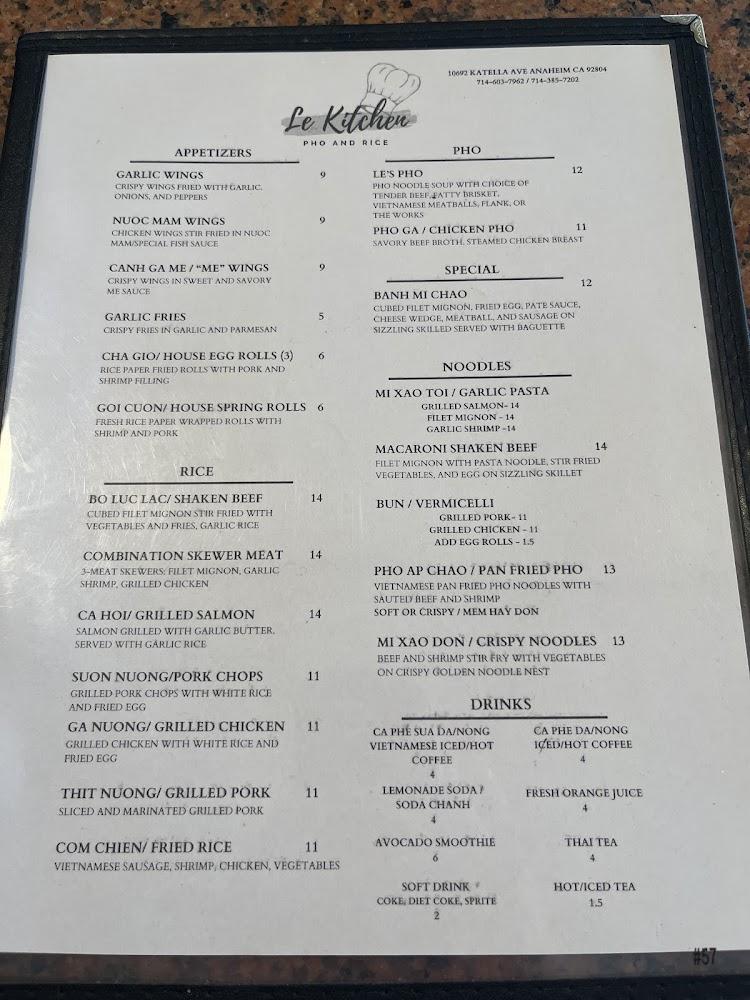 Le Kitchen Pho and Rice Menu image 4